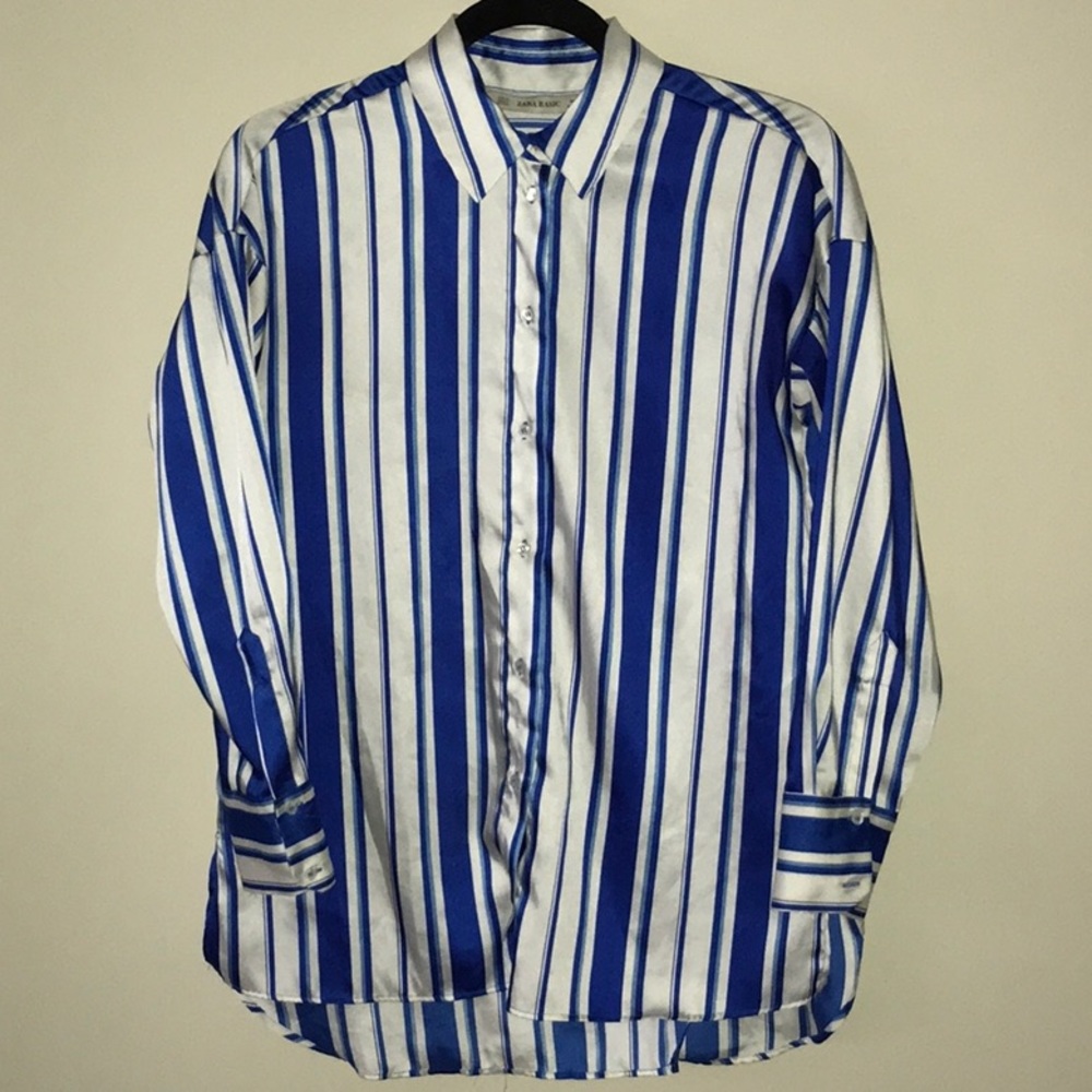 Zara Basic Striped Button Down Top XS